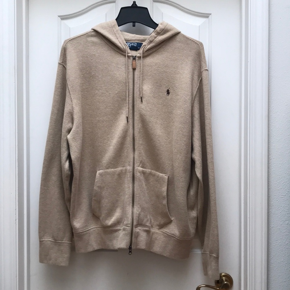 Polo Ralph Lauren Beige Knit Zip-Up Hoodie